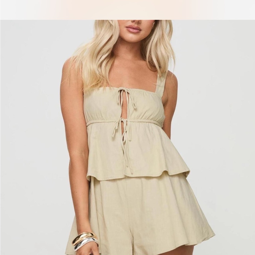 Beige Sleeveless Romper